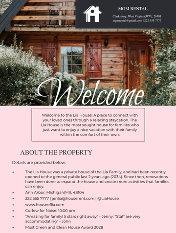 Free Rental Property Welcome Book Template to Edit Online