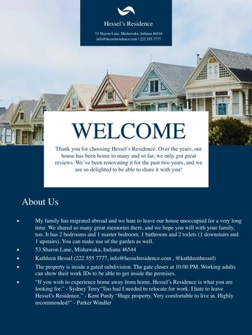 Free House Rental Welcome Book Template to Edit Online