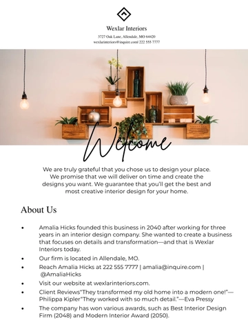 Free Interior Design Welcome Book Template to Edit Online