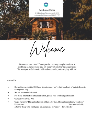 Free Digital Welcome Book Template to Edit Online