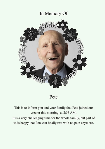 Free Wreath Death Announcement Template to Edit Online