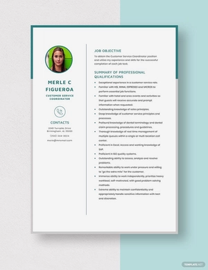 Customer Service Coordinator Resume