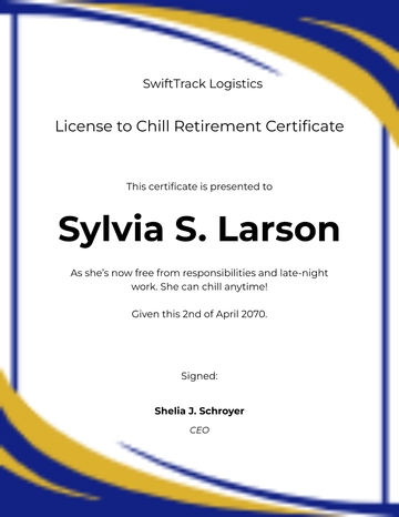 Free License To Chill Retirement Certificate Template to Edit Online