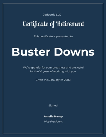 Free Certificate Of Retirement For Employee Template to Edit Online