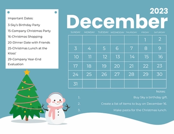 Free December 2023 Calendar Template to Edit Online