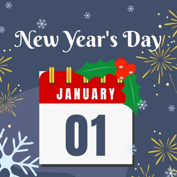 Free New Year's Day Calendar Clipart Template to Edit Online
