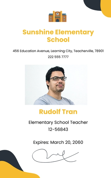 Free Teacher Employee ID Card Template to Edit Online