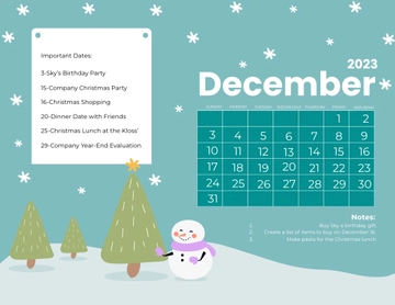 Free Cute December 2023 Calendar Template to Edit Online