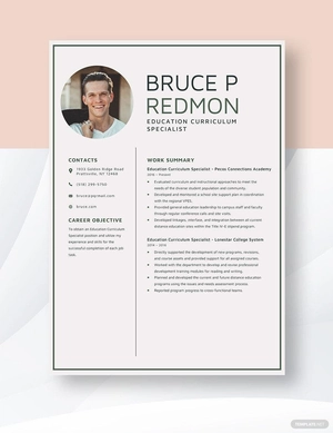 Education Curriculum Specialist Resume