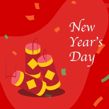 Free New Year's Day Flat Design Clipart Template to Edit Online