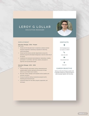 Education Manager Resume