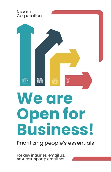 Free We Are Open For Business Poster Template to Edit Online