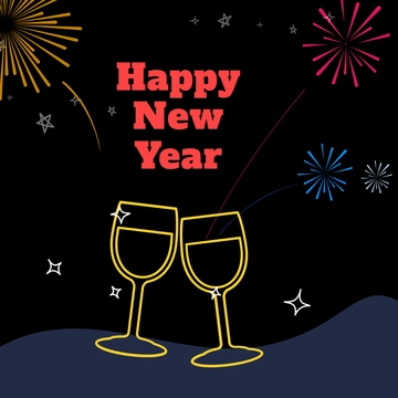 Free New Year's Day Drawing Clipart Template to Edit Online