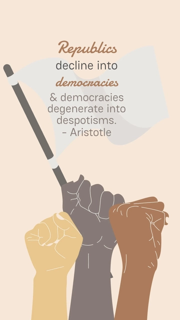 Free Republics Decline to Democracies; Democracies to Despotisms - Aristotle Quote Template to Edit Online