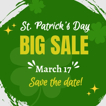 Free St. Patrick's Day Sale Clipart Template to Edit Online
