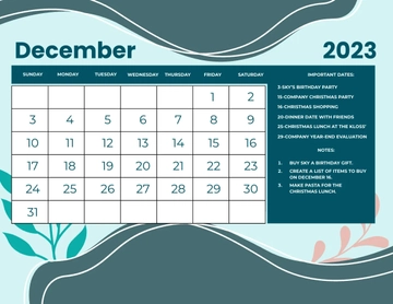 Free Simple December 2023 Calendar Template to Edit Online