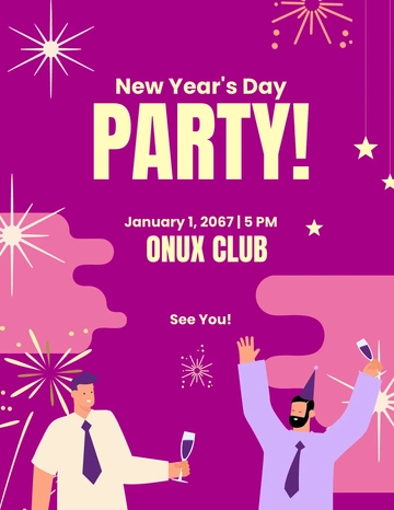 Free Party New Year's Day Flyer Template to Edit Online