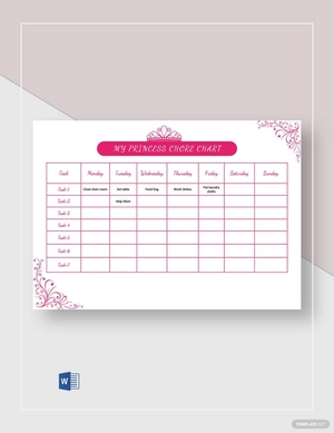 My Princess Chore Chart Template