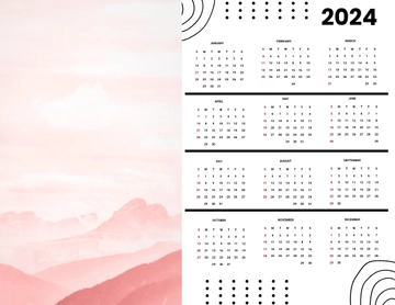 Free Year 2024 Photo Calendar Template to Edit Online