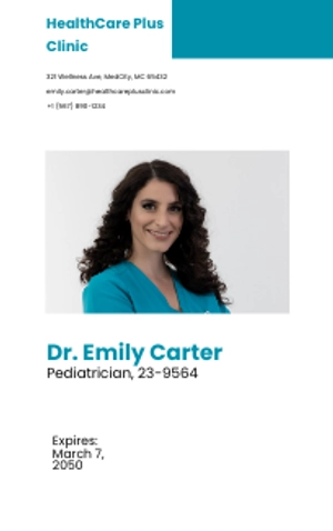 Free Doctor ID Card Sample Template to Edit Online