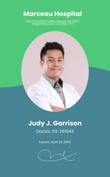 Free Fake Doctor ID Card Template to Edit Online