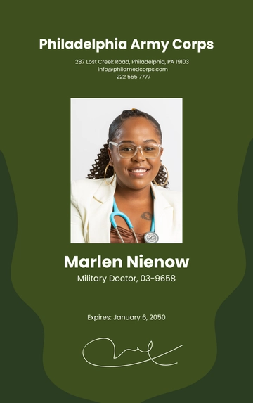 Free Military Doctor ID Card Template to Edit Online