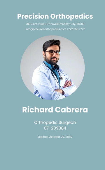 Free Orthopedic Surgeon ID Card Template to Edit Online