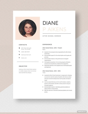 After School Worker Resume
