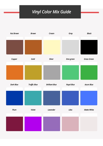 Free Vinyl Color Mix Chart Template to Edit Online