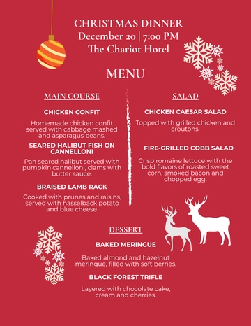 Free Animal Christmas Menu Template to Edit Online