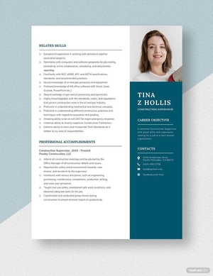 Construction Supervisor Resume