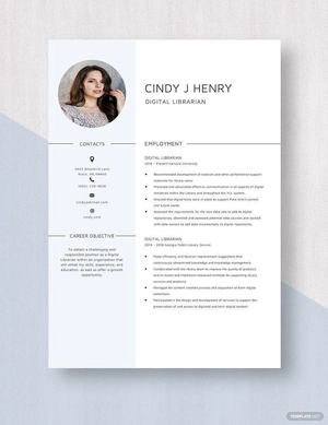 Digital Librarian Resume