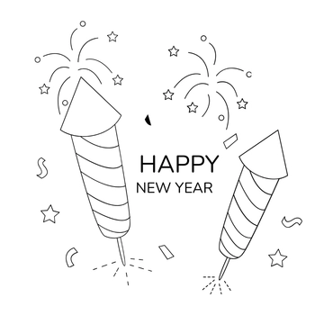 Free New Year's Day Color Drawing Template to Edit Online