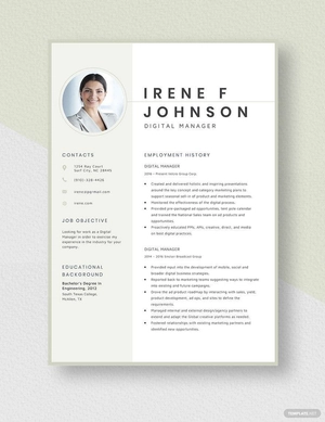 Digital Manager Resume