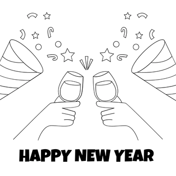 Free Easy New Year's Eve Drawing Template to Edit Online