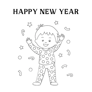Free Kids New Year's Eve Drawing Template to Edit Online