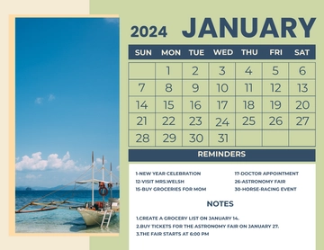 Free January 2024 Photo Calendar Template to Edit Online