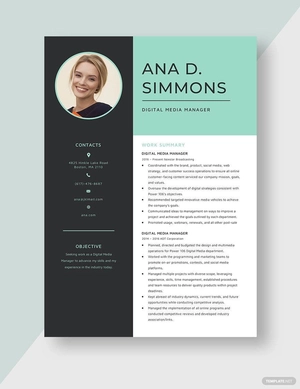 Digital Media Manager Resume