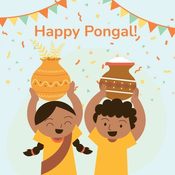 Free Happy Pongal Illustration Template to Edit Online