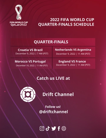 Free FIFA World Cup 2022 Quarter-Finals Schedule Flyer Template to Edit Online