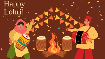 Free Lohri Cartoon Background Template to Edit Online