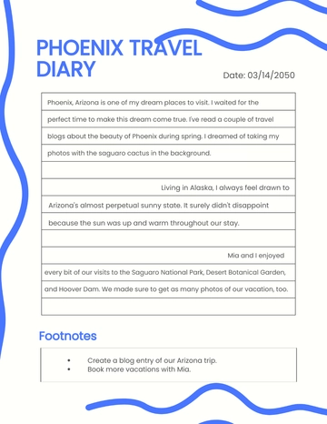 Free Travel Diary Template to Edit Online