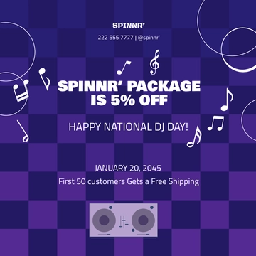 Free National DJ Day Flyer Vector Template to Edit Online