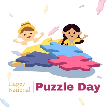 Free Happy National Puzzle Day Clipart Template to Edit Online