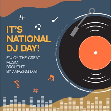 Free National DJ Day Greeting Card Vector Template to Edit Online