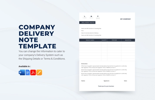 Company Delivery Note Template
