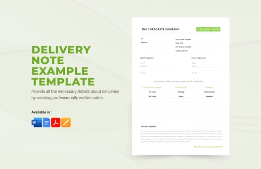 Delivery Note Example Template