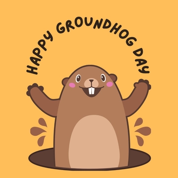 Free Groundhog Day Cartoon Clipart Template to Edit Online
