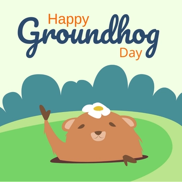 Free Happy Groundhog Day Clipart Template to Edit Online