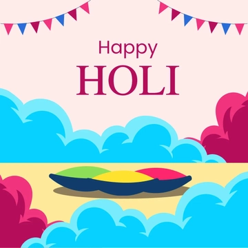 Free Happy Holi Clipart Template to Edit Online